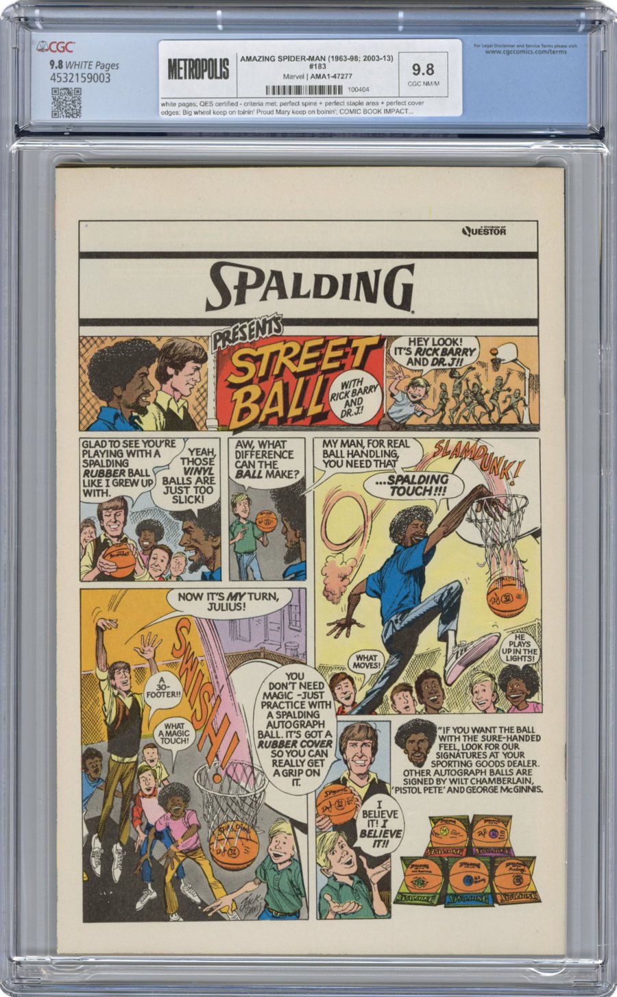 View back cover of AMAZING SPIDER-MAN (1963-98; 2003-13) #183
