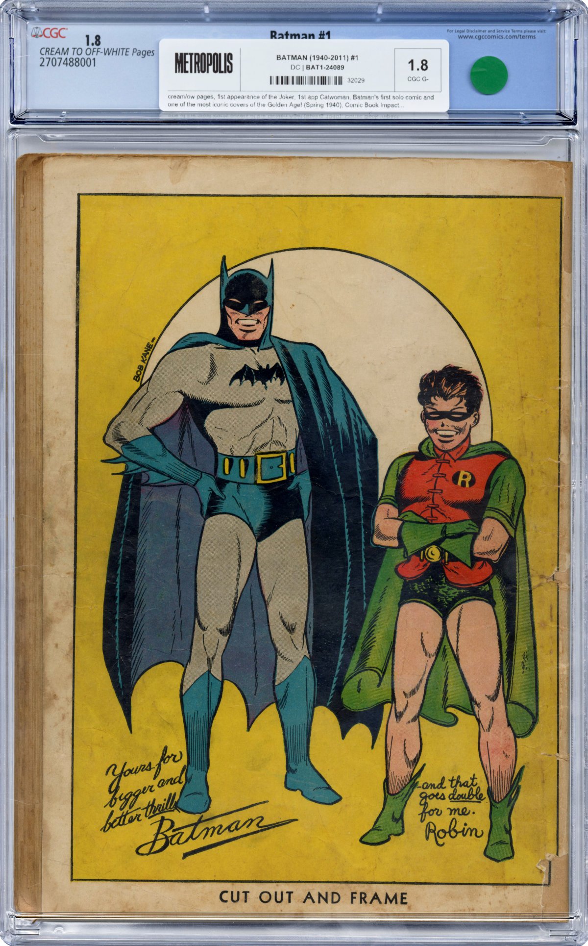 View back cover of BATMAN (1940-2011) #1