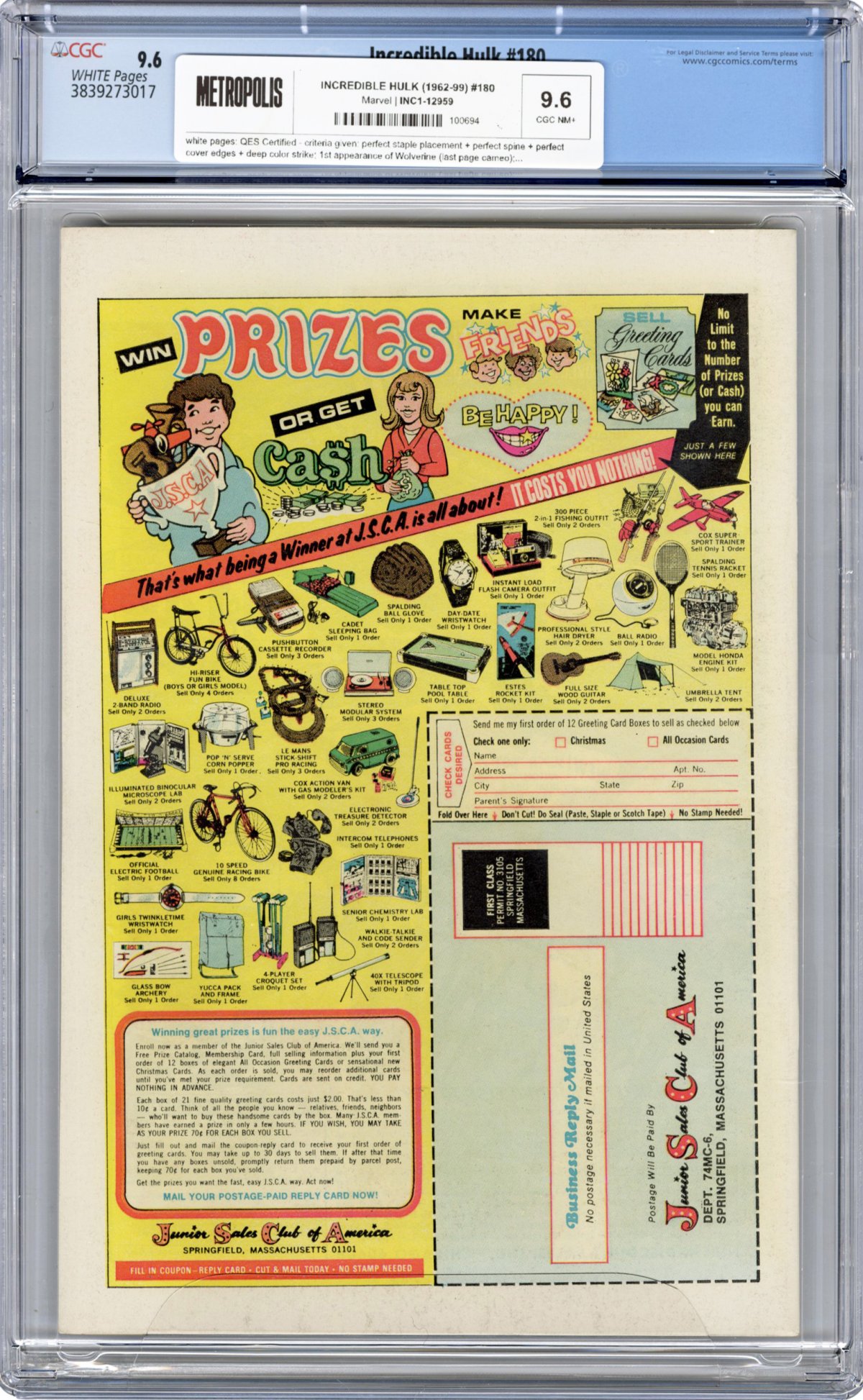 View back cover of INCREDIBLE HULK (1962-99) #180