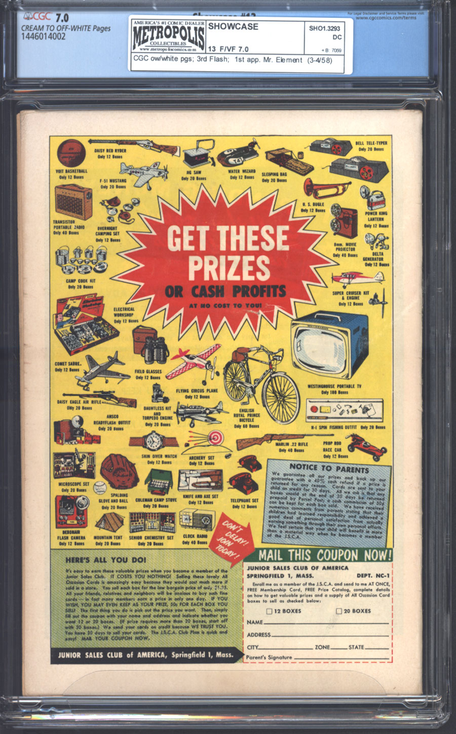 View back cover of SHOWCASE #13