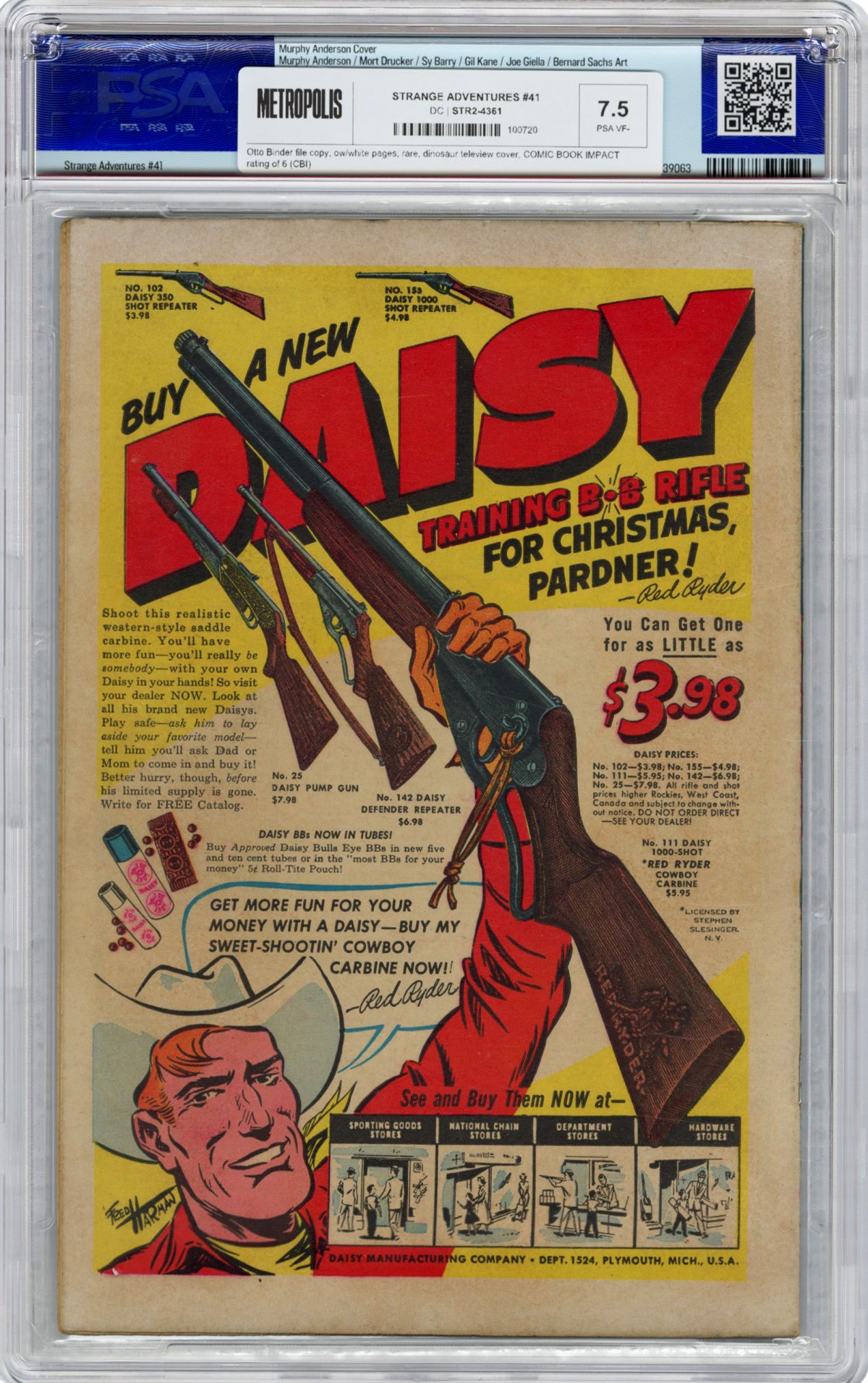 View back cover of STRANGE ADVENTURES #41