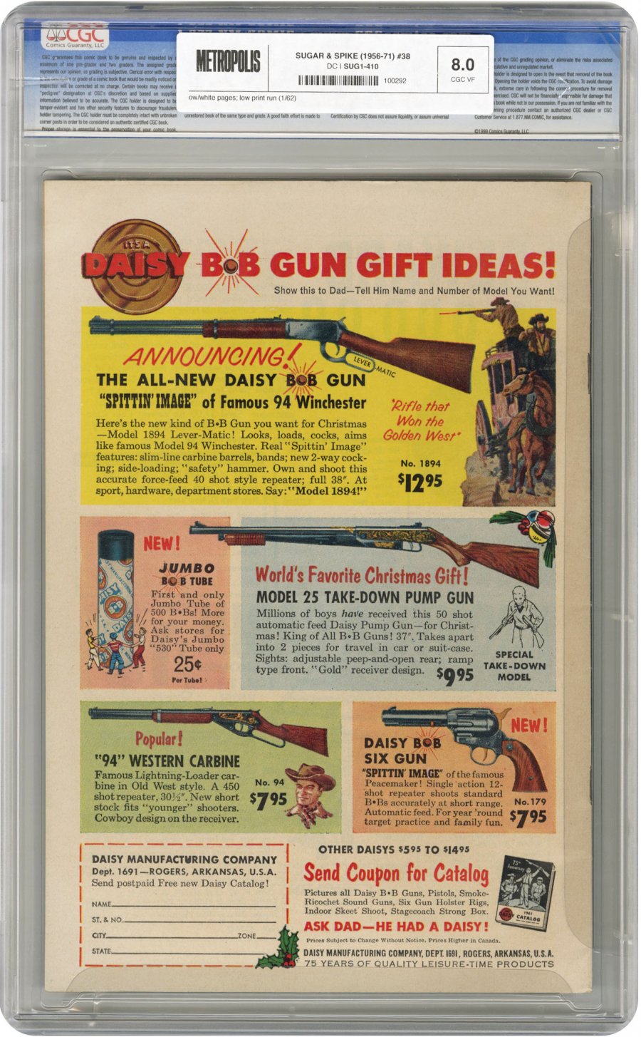 View back cover of SUGAR & SPIKE (1956-71) #38