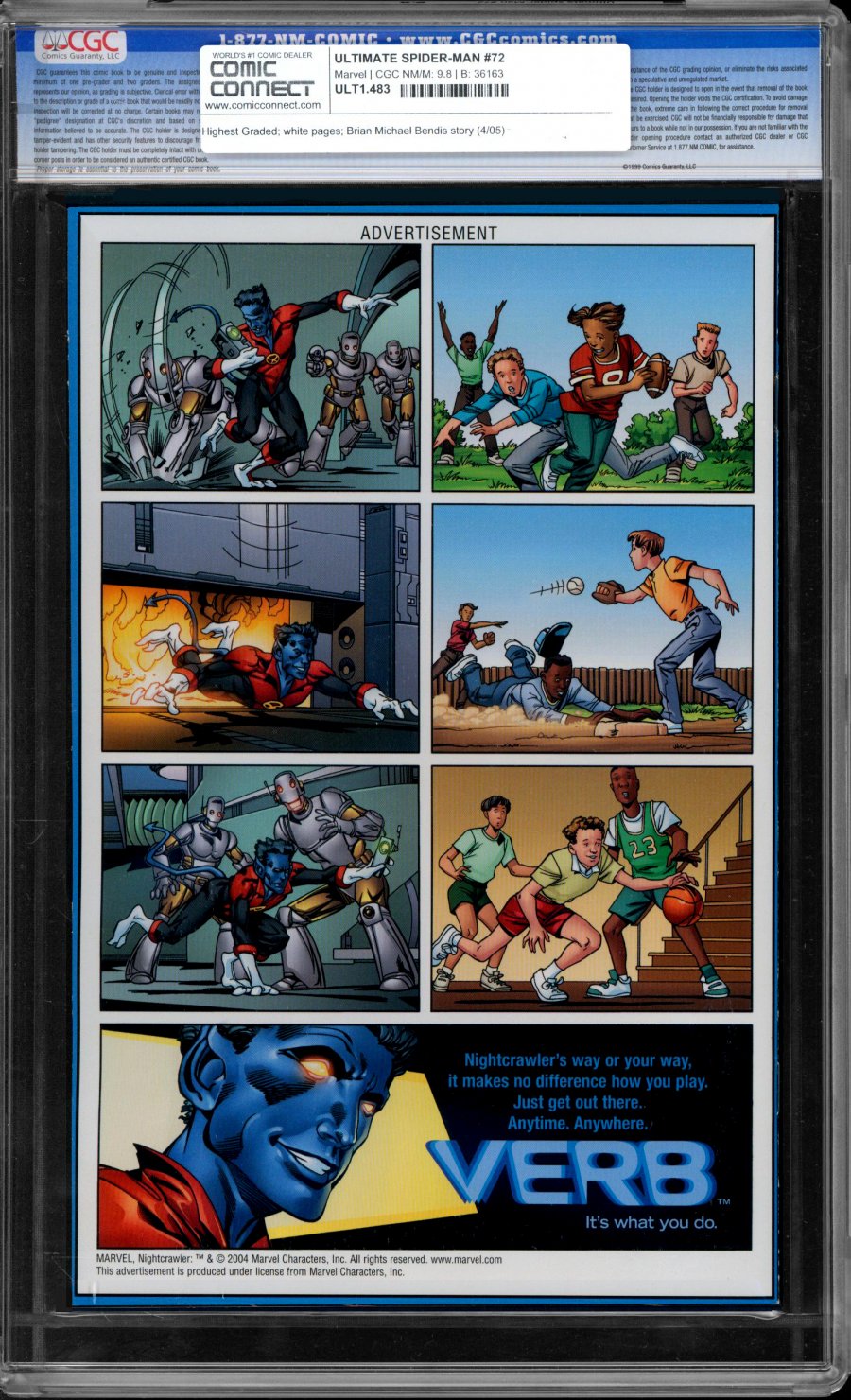 View back cover of ULTIMATE SPIDER-MAN (2000) #72