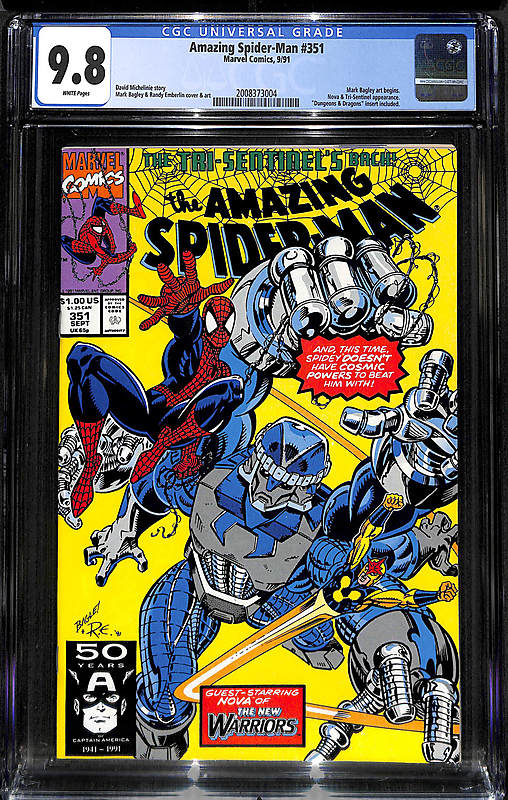 The Amazing Spiderman #345 cgc 9.8 Erik Larsen & Emberlin cover